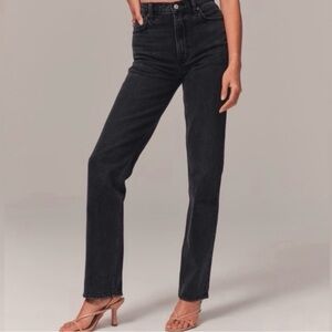 Abercrombie & Fitch 90s Straight Ultra Hise Rise Curve Love Washed Blk 26 Short